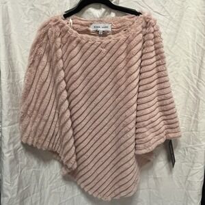 Black Rivet Elegant women's Pink Faux‎ Fur Poncho L/XL NWT